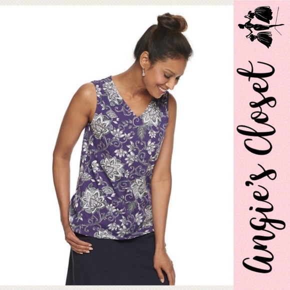 croft & barrow Tops - Croft & Barrow Smocked Shoulder Tank